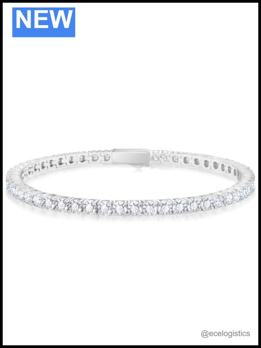 14K Gold Plated Tennis Bracelet 3mm CZ Stones Hypoallergenic Gift Box